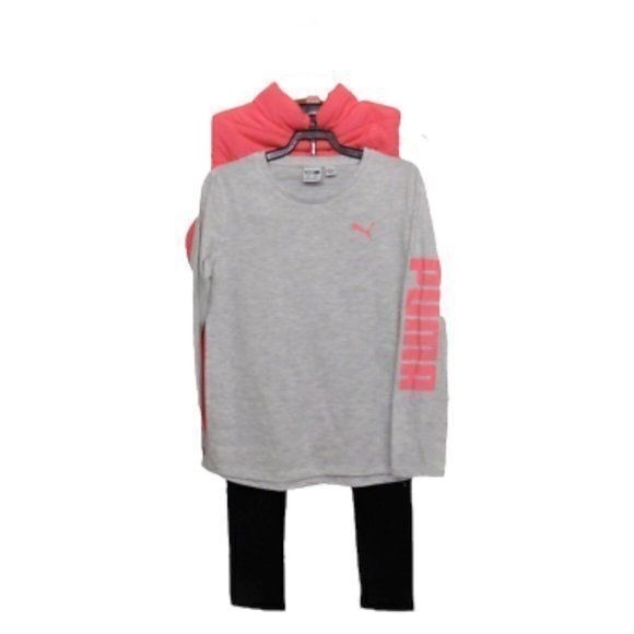 PUMA Youth‎ Set Girl's Vest Long Sleeve Shirt Leggings 3pc  Size Medium (10/12) - Picture 3 of 5